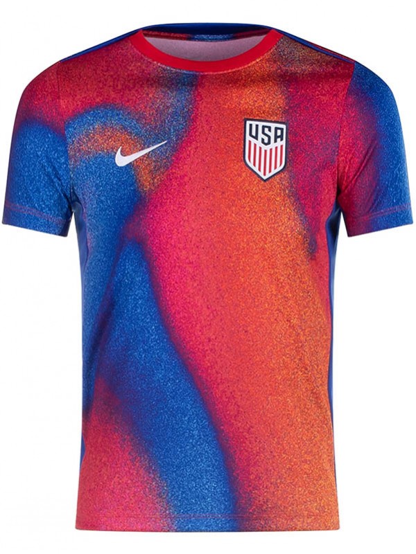 USA maillot d'entraînement d'avant-match uniforme de football pour hommes vêtements de sport rouges kit de football chemise haute Copa America 2024